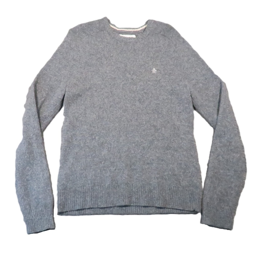 Penguin Munsingwear Sweater Mens L Gray Lambswool Crew Neck Pullover Preppy Cozy